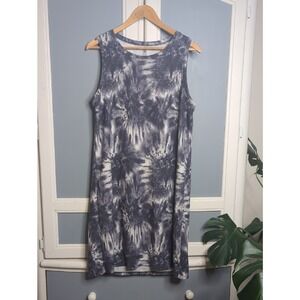 Gaiam Blue Gray Tie Dye Sleeveless Dress Womens XL Casual Lounge Shift